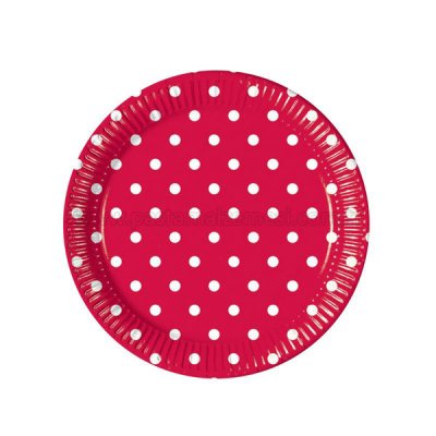 Kırmızı Puantiyeli Kağıt Tabak