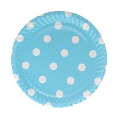 Mavi Puantiyeli Kağıt Tabak